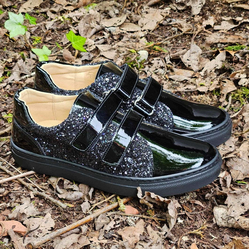 Andanines 242601 Black Patent Glitter School Shoes