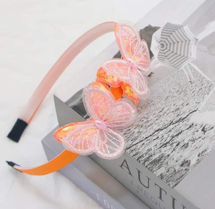 Double Butterfly Headband Orange