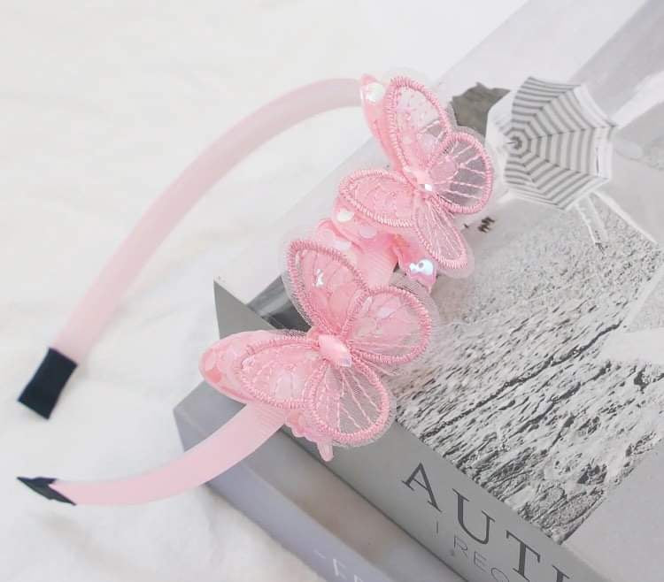 Double Butterfly Headband Pink